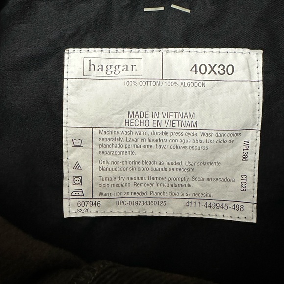 Haggar “Comfort Fit Waist” Oak Brown Flat Front Corduroy Pants 40W x 30L - Picture 10 of 10